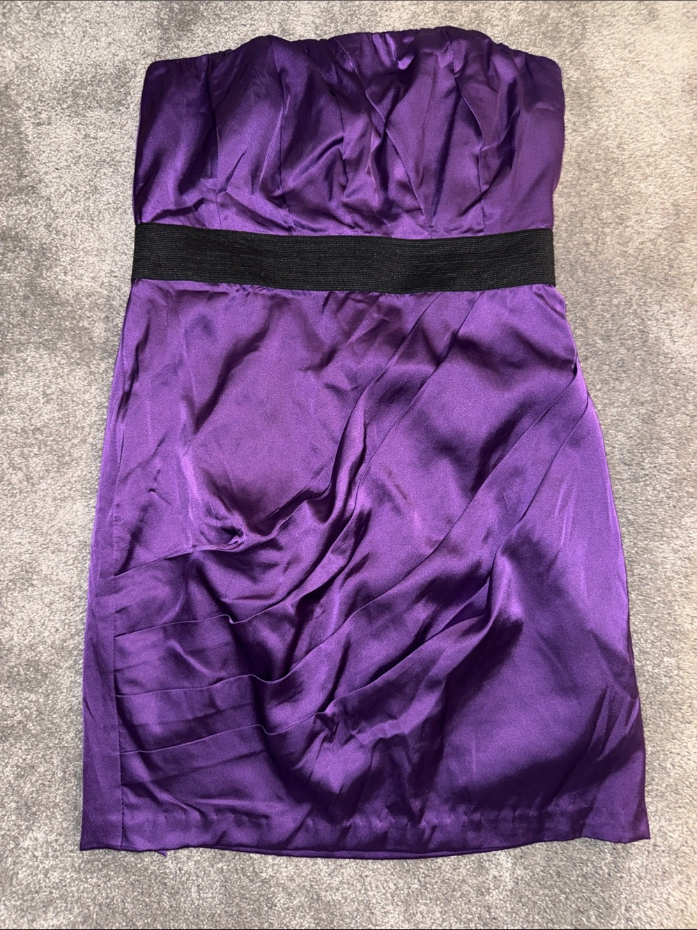 Express Strapless Purple Dress with Black Waistband